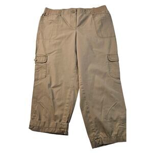Talbots Pants Womens 10P PETITE 10 neutral Comfort Pull On Cargo Adjustable Hem
